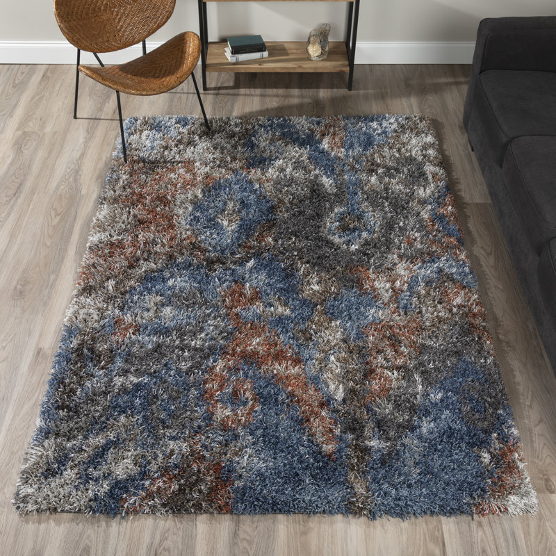 17 Stories Zhora Abstract Shag Blue/Brown Area Rug & Reviews Wayfair.ca